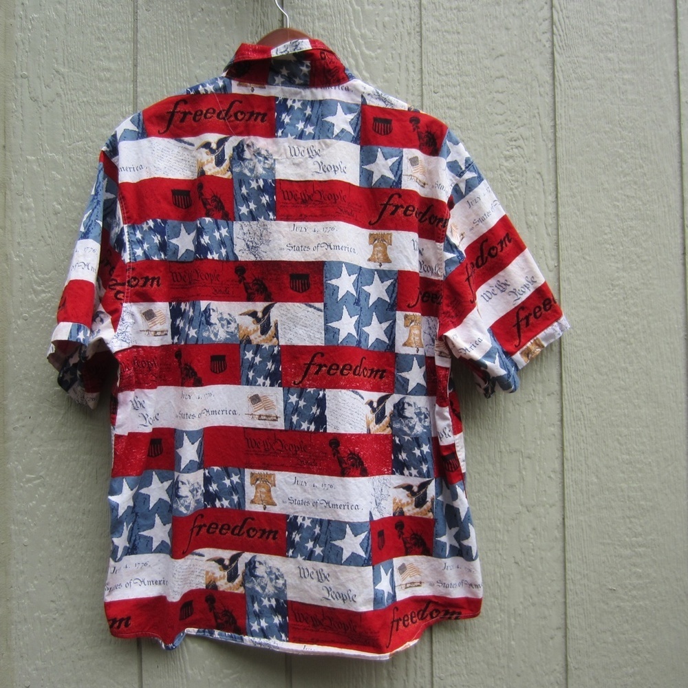 Cotton Traders‎ Sport Patriotic Button Down Shirt Men's L short sleeves USA Flag - Picture 4 of 12